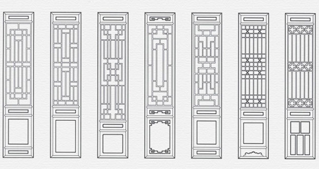 孟连常用中式仿古花窗图案隔断设计图